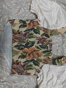 Floral Corset Top with Puff Sleeves