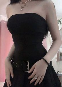 y2k Black Strapless Mini Dress (no belt)