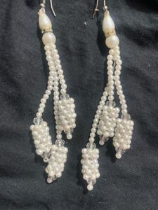 White Pearl Dangle Earrings