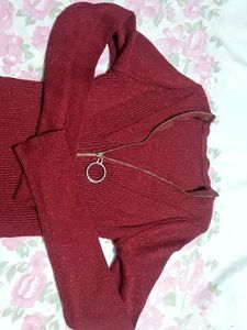 Burgundy Zipper Ribbed Top
