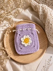 Handmade Crochet Daisy Pouch