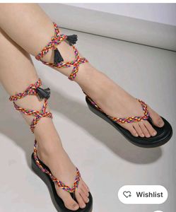 Boho Rainbow Lace-Up Sandals