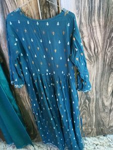 Teal Embroidered Kurta
