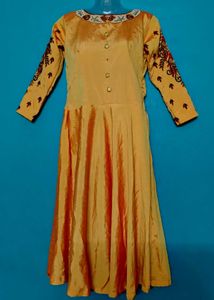 wedding Golden Ethnic silk Gown