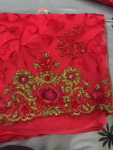 Stunning pink Embroidered Saree