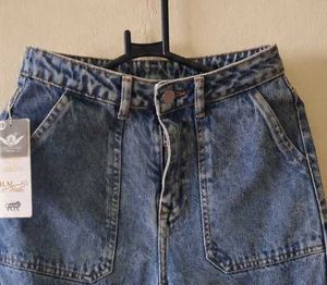 Vintage Wash Mom Fit Cargo Jeans