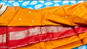 Vibrant Orange Silk Saree
