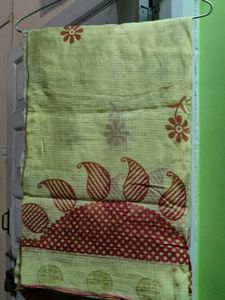 Beautiful Yellow Saree with Red Motifs