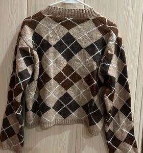 Korean Argyle Knit Cardigan