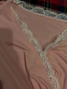 Chic Pink Lace Trim Wrap Top