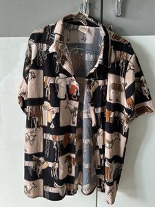 Unique Horse Print Button-Down Shirt