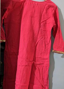 ❤️Vibrant Pink Kurta with Gold Neckline❤️
