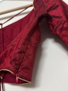 Elegant Red/Maroon Sari Blouse with zipper closure