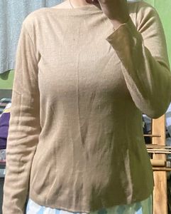 Long Sleeve Brown Knit Top