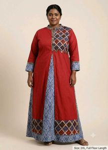 Red & Blue Printed Kurta