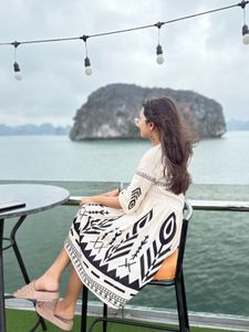 Aesthetic COTTON Boho Print V-Neck Midi Dress