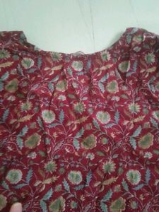 Maroon Printed Kurta