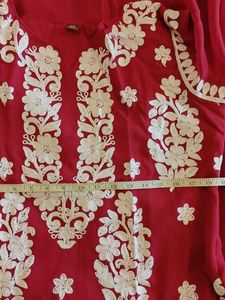 Beautiful Red Kurta with White Embroidery