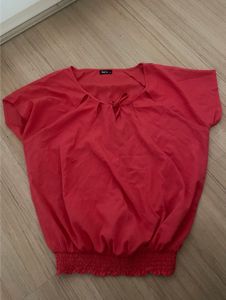 Chic Red Blouse with Bow Detail