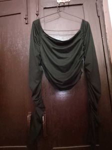 black Ruched Long Sleeve Top