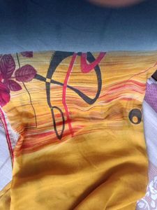 Combo of Elegant Peach and casual mustard saree