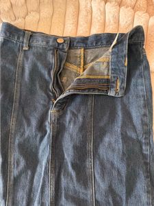 dark washed Long Denim Skirt