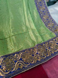 Pink &amp; Green Embroidered Lehenga Choli