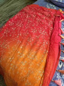 Ombre Embroidered fancy Saree with Tassels