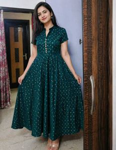 Beautiful Teal Kurta with Gold Print