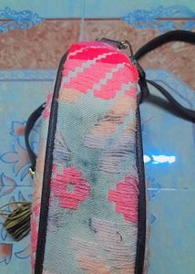 Round Boho Shoulder Bag with Tassels