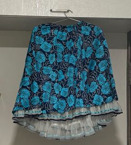 Blue Floral Print casual Skirt