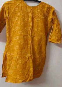 Yellow Printed Kurta
