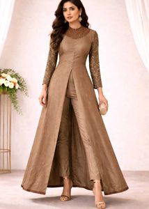 Elegant Party Wear Long Gown with Front Slit