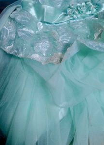 Frilled NetSatin Embroidery FreshPista Color Frock