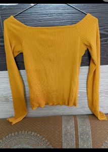 Mustard Yellow Button-Up Ribbed Top