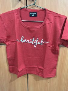 Red 'Beautiful' Graphic Tee