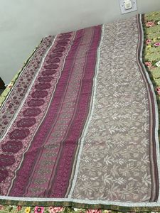 Elegant Printed Saree with Metallic Border