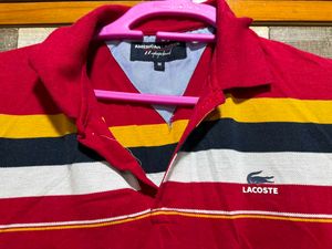 Lacoste Red Striped Polo shirt 1st copy