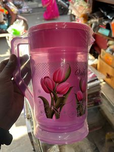 TRANSPARENT 1 JUG & 6 GLASS SET ( Pink Color)