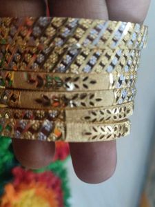 Brass Gold 6 Bangle Set