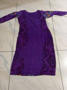 Purple Floral Print Kurta with dupatta