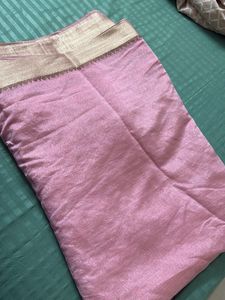 Beautiful Pink Saree with Golden Border