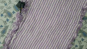 Purple &amp; White Striped Smocked Tube Top