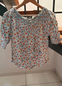 Cute Floral Off-Shoulder Smocked Top