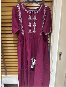 Aaheli Beet root Embroidered Dress