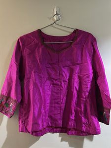 Vibrant Pink Embroidered Blouse