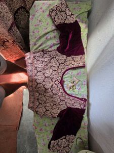 bridal wine Velvet Lehenga Choli