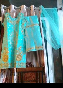 4 Colour Elegant Aqua Embroidered Salwar Suit
