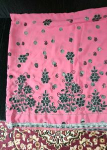 Beautiful Pink Saree with Embellishments