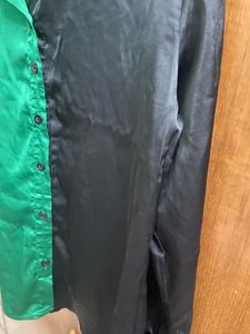 Two-Tone Satin Button-Up Shirt